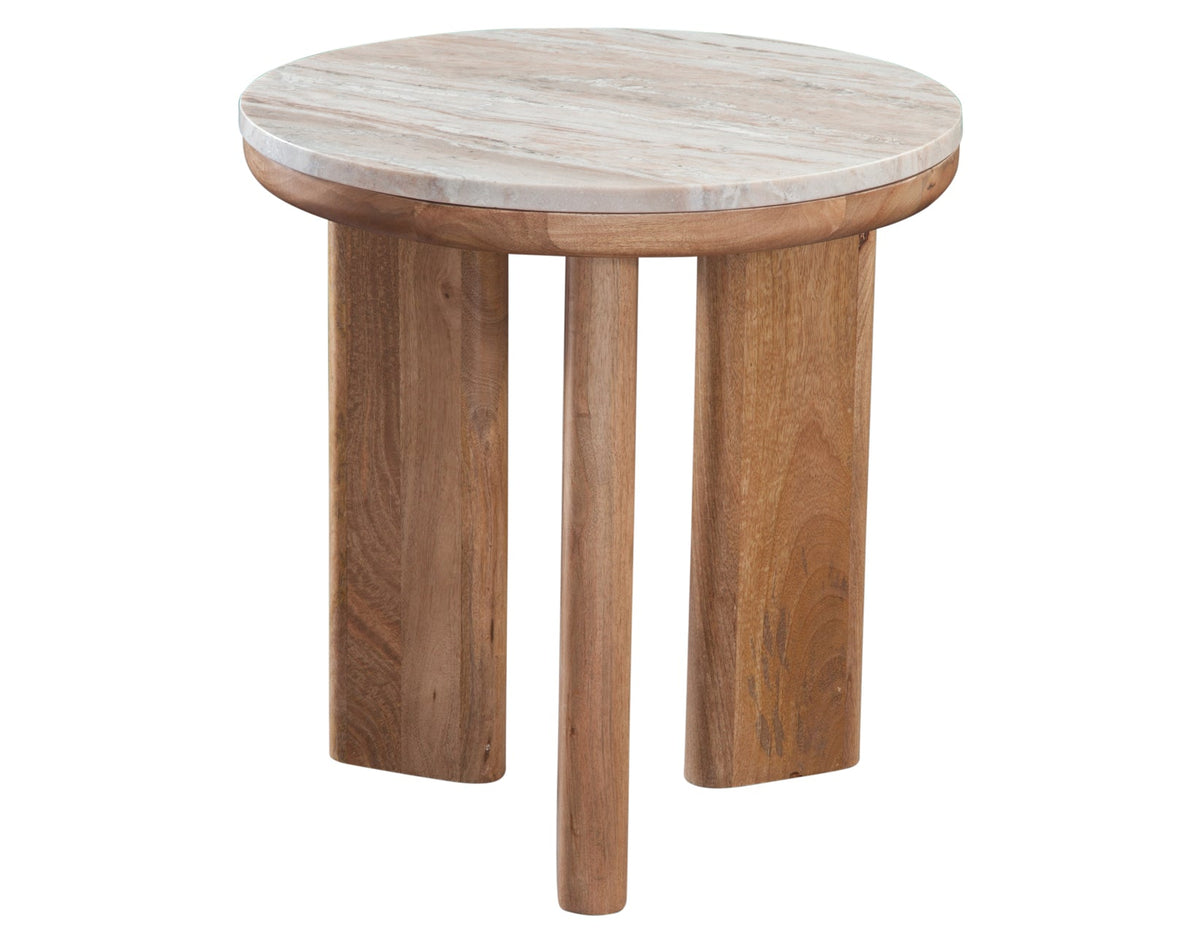 Sidney Brown Honey 22" Round Toronto Brown Marble Top End Table