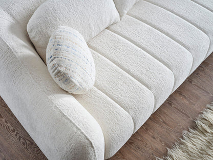Snowy 3-pieces (Sofa &amp; Loveseat &amp; Swivel Chair) Livingroom Set in Cream