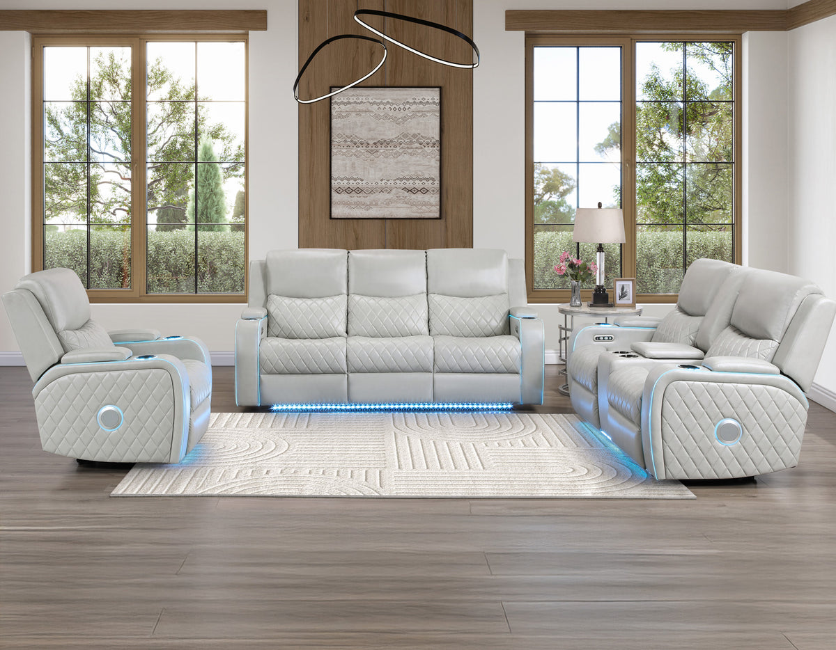 Luna Ice 3-Piece Vegan Leather Home Cinema Power Reclining Set