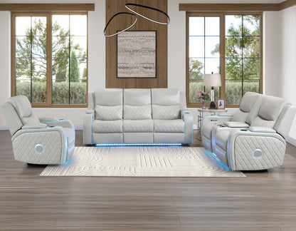 Luna Ice 3-Piece Vegan Leather Home Cinema Power Reclining Set