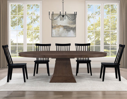 Vaughn 5-Piece 60-96″ w/2-18 Leaves Dining Set, Coffee &amp; Black Finish