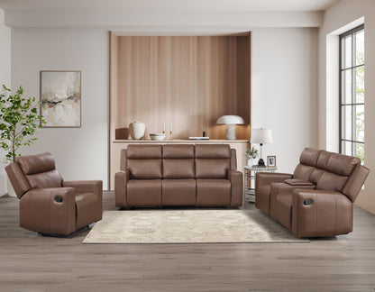 Barron 3-Piece Manual Reclining Brown Vegan Leather Set