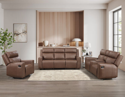 Barron 3-Piece Manual Reclining Brown Vegan Leather Set