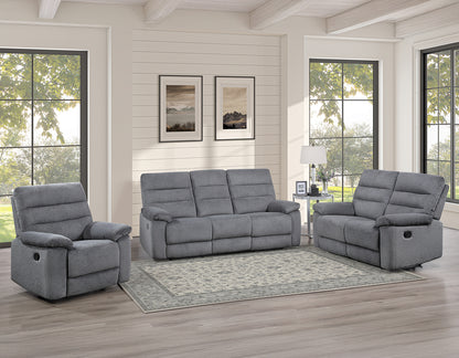 Cozy 3-Piece Gray Manual Reclining Set