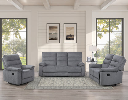 Cozy 3-Piece Gray Manual Reclining Set