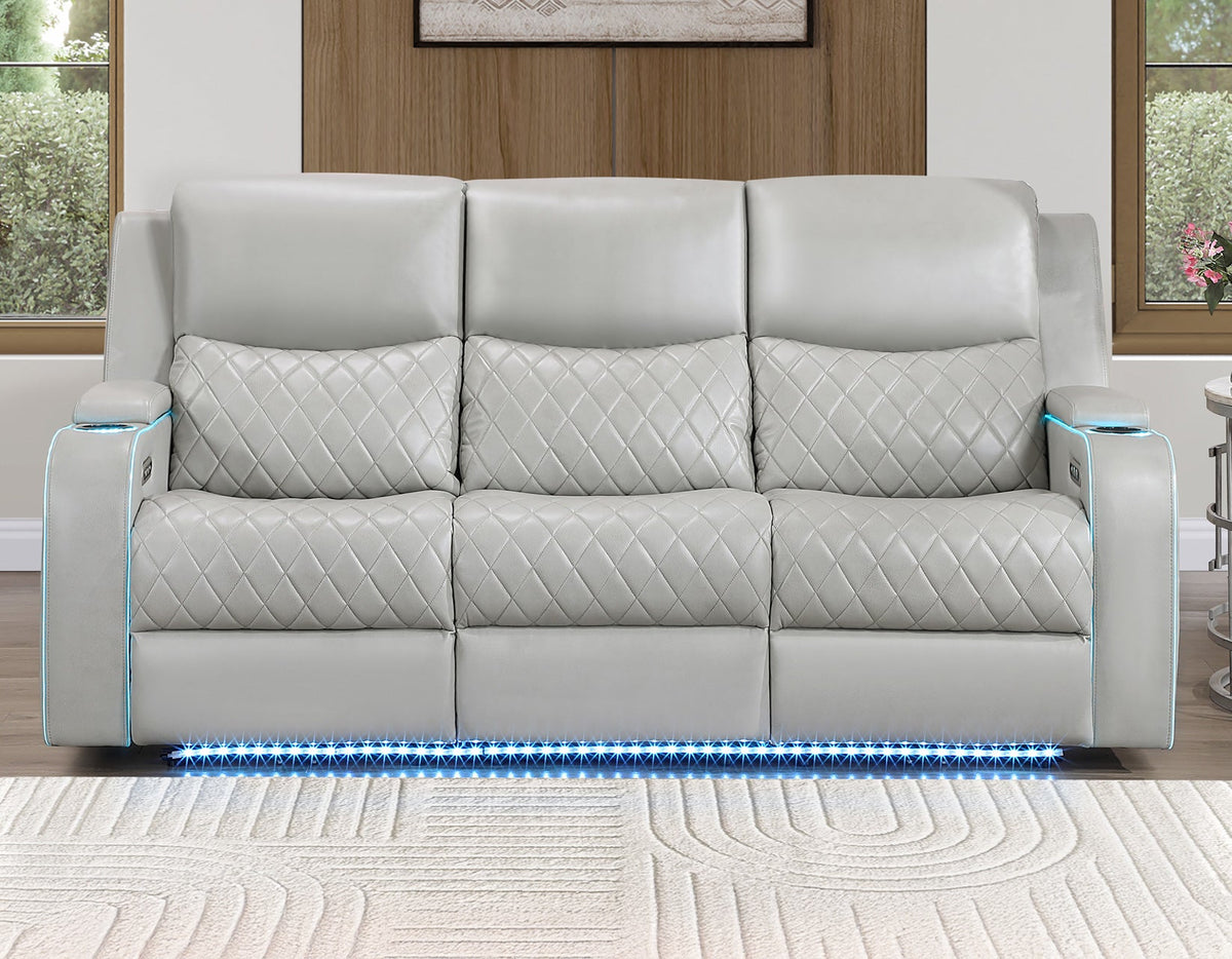 Luna Home Cinema Power Reclining Sofa, Ice Vegan Leather