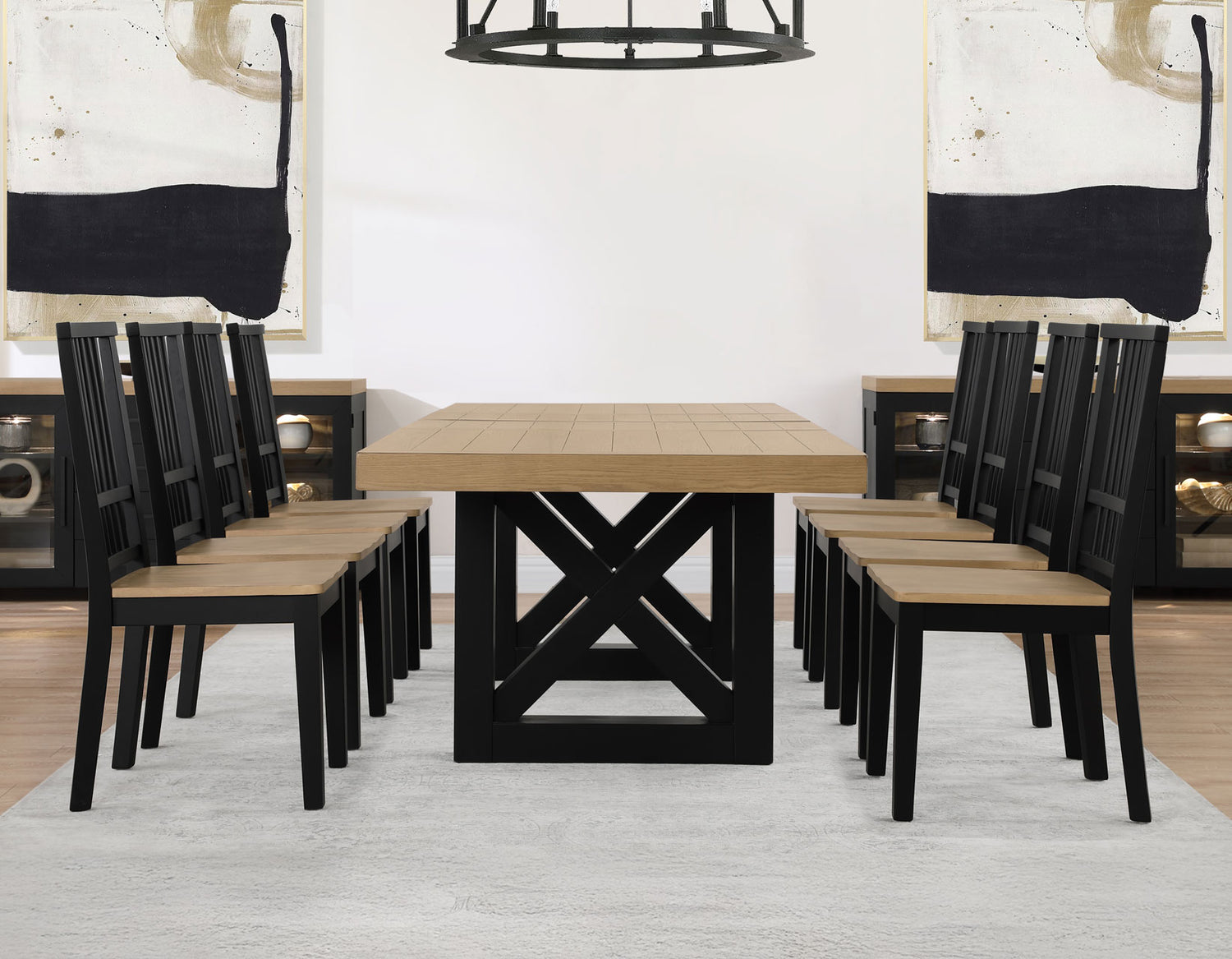Magnolia Oak/Black 5-Piece 72-108-inch Dining Set