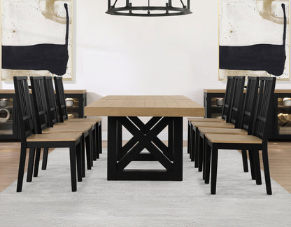 Magnolia Oak/Black 5-Piece 72-108-inch Dining Set
