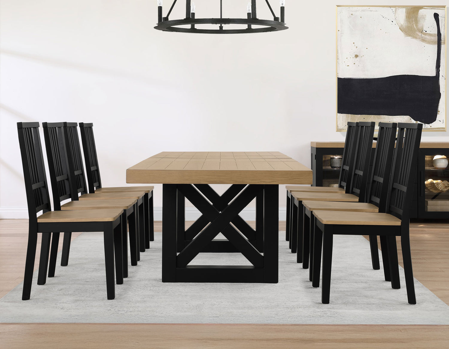 Magnolia Oak/Black 5-Piece 72-108-inch Dining Set