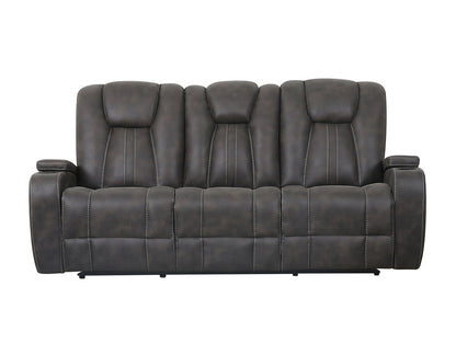 Marlow 3-Piece Charcoal Vegan Leather Manual Reclining Set