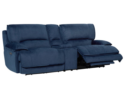 Olsen 3-Piece Dual-Power Reclining Set, Indigo – Sofa, Loveseat, Recliner