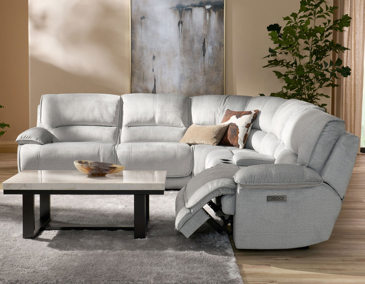 Olsen 6-Piece Dual-Power Zero-Gravity Reclining Sectional, Silver