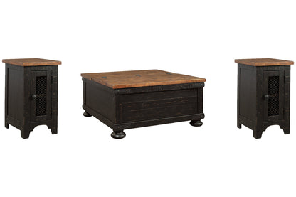 Valebeck Black/Brown Coffee Table and 2 Chairside End Tables -  Ashley - Luna Furniture