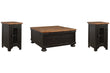 Valebeck Black/Brown Coffee Table and 2 Chairside End Tables -  Ashley - Luna Furniture