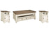 Realyn White/Brown Coffee Table and 2 Chairside End Tables -  Ashley - Luna Furniture
