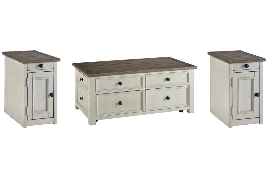 Bolanburg Two-tone Coffee Table and 2 Chairside End Tables -  Ashley - Luna Furniture