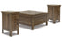 Moriville Grayish Brown Lift-top Coffee Table and 2 Chairside End Tables -  Ashley - Luna Furniture