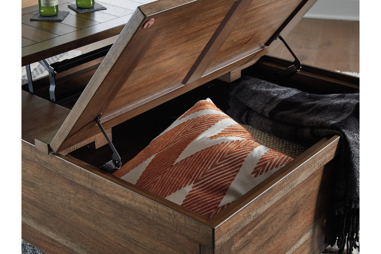 Moriville Grayish Brown Lift-top Coffee Table and 2 End Tables -  Ashley - Luna Furniture