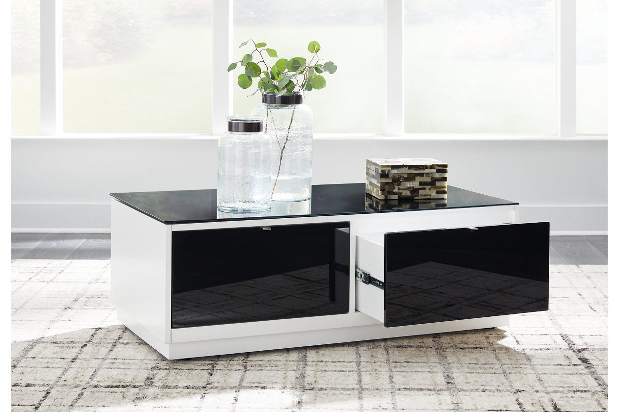 Gardoni White/Black Coffee Table and 2 Chairside End Tables -  Ashley - Luna Furniture