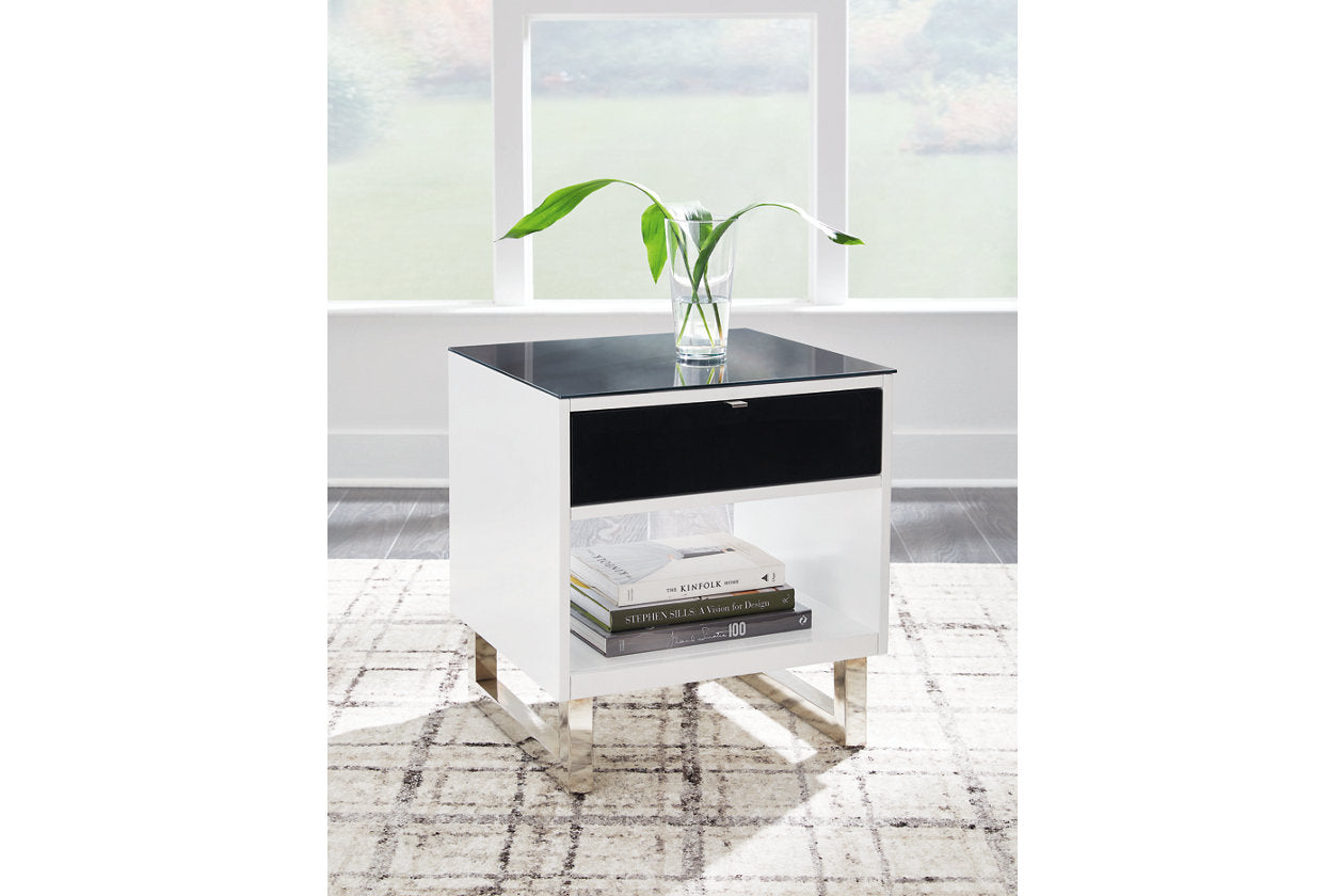 Gardoni White/Black Coffee Table and 2 End Tables -  Ashley - Luna Furniture