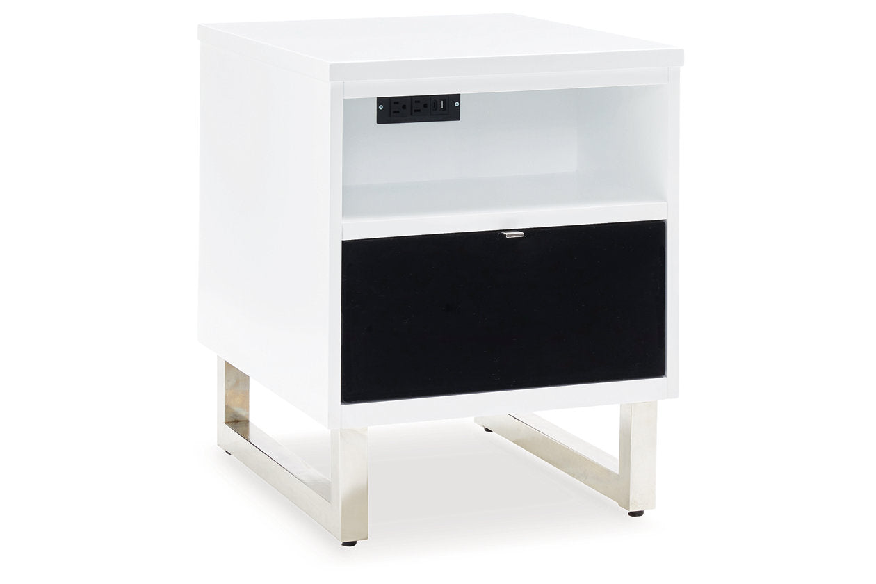 Gardoni White/Black Coffee Table and 2 Chairside End Tables -  Ashley - Luna Furniture