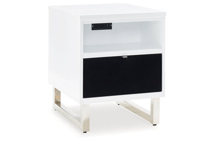 Gardoni White/Black Coffee Table and 2 Chairside End Tables -  Ashley - Luna Furniture