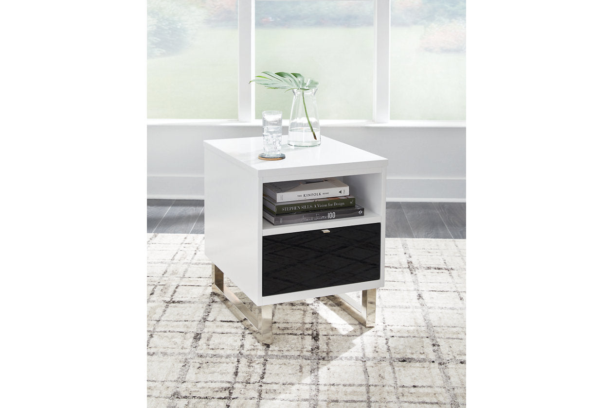 Gardoni White/Black Coffee Table and 2 Chairside End Tables -  Ashley - Luna Furniture