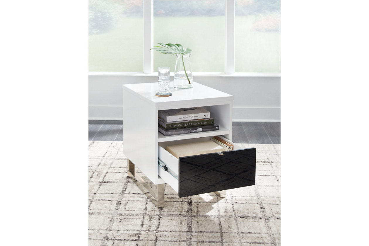 Gardoni White/Black Coffee Table and 2 Chairside End Tables -  Ashley - Luna Furniture