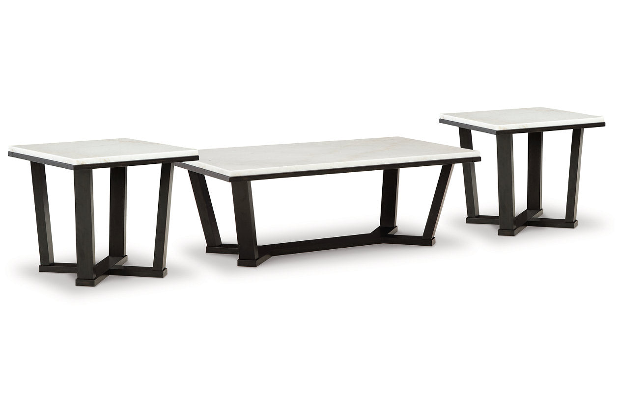 Fostead White/Espresso Coffee Table and 2 Ends -  Ashley - Luna Furniture