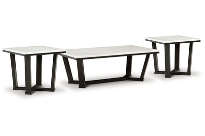 Fostead White/Espresso Coffee Table and 2 Ends -  Ashley - Luna Furniture