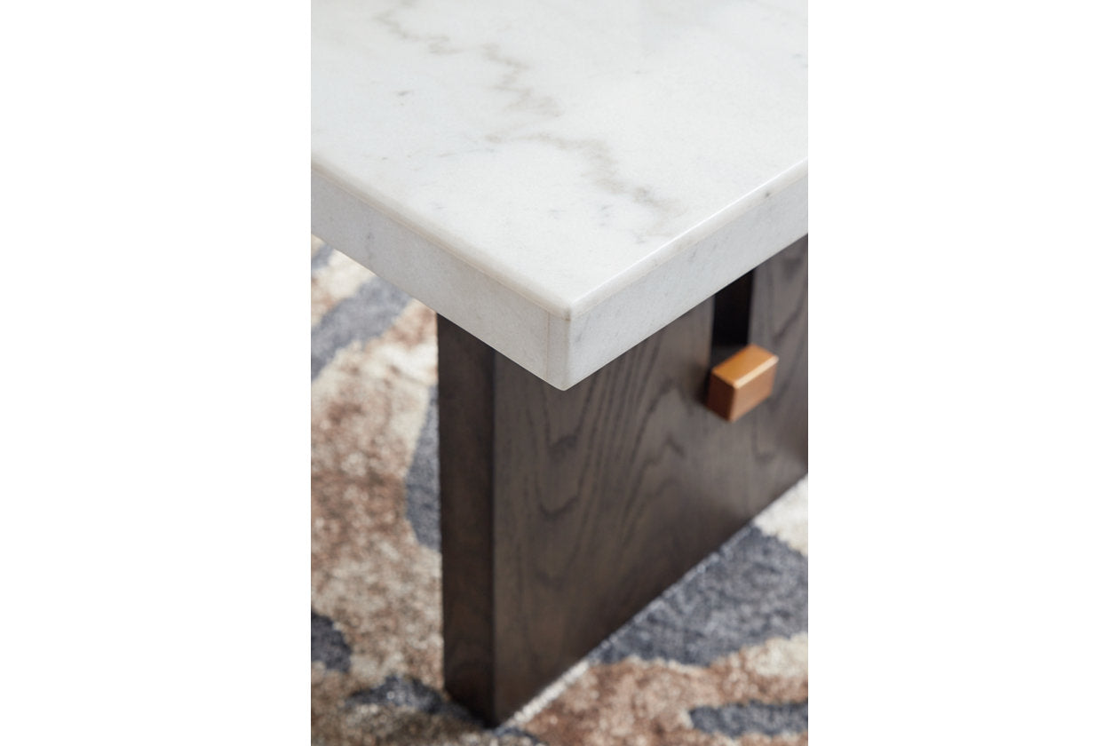Burkhaus White/Dark Brown Coffee Table and 2 Ends -  Ashley - Luna Furniture