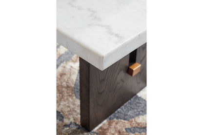 Burkhaus White/Dark Brown Coffee Table and 2 Ends -  Ashley - Luna Furniture
