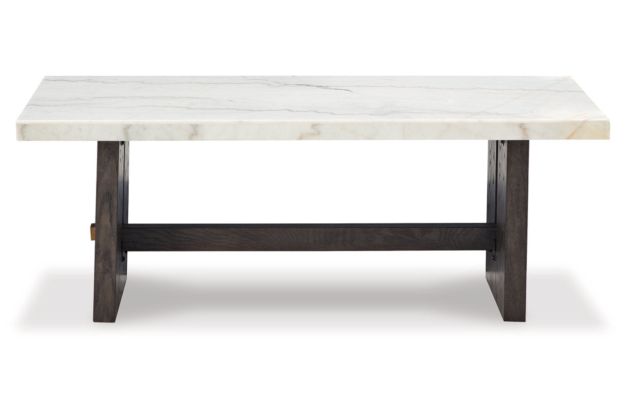Burkhaus White/Dark Brown Coffee Table and 2 Ends -  Ashley - Luna Furniture