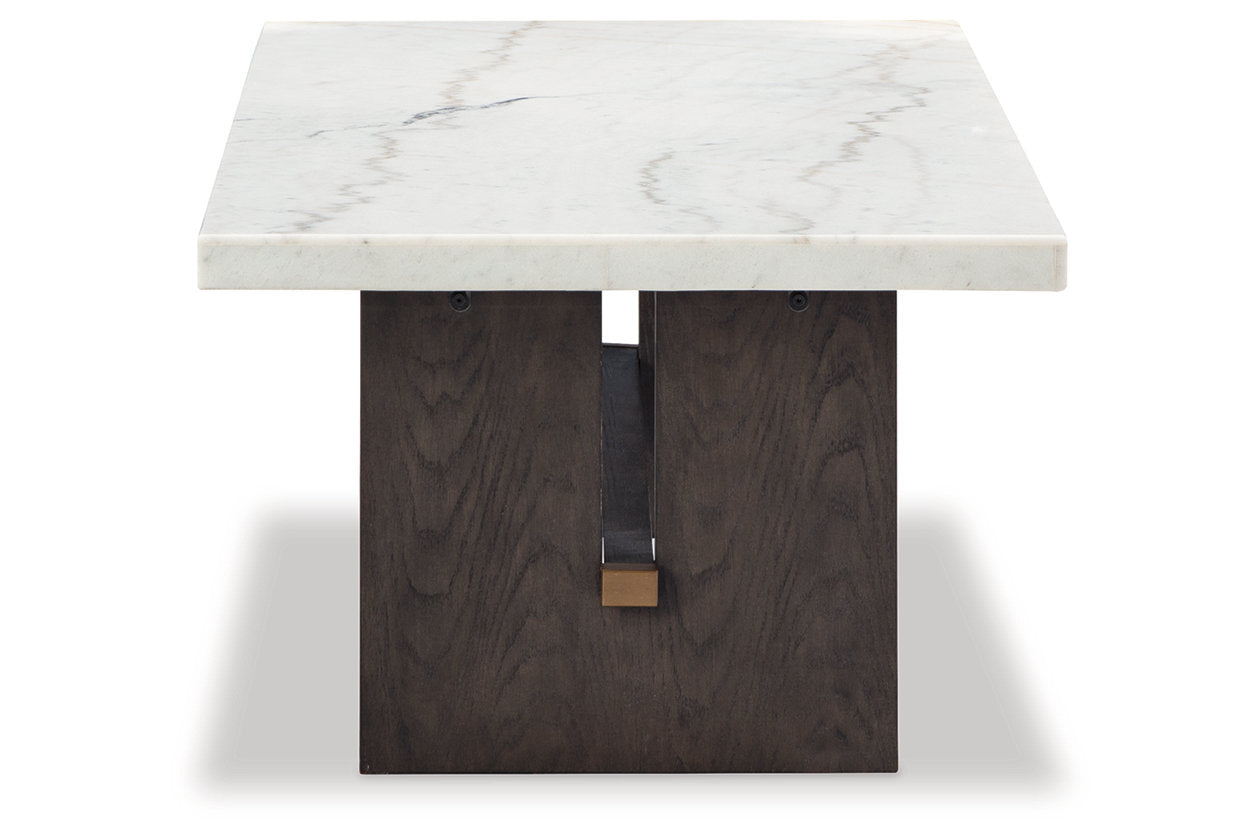 Burkhaus White/Dark Brown Coffee Table and 2 Ends -  Ashley - Luna Furniture