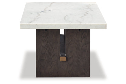 Burkhaus White/Dark Brown Coffee Table and 2 Ends -  Ashley - Luna Furniture