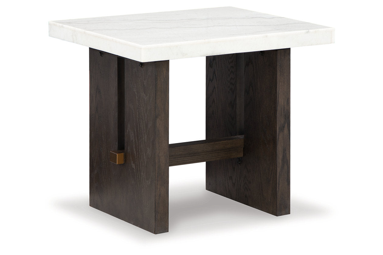 Burkhaus White/Dark Brown Coffee Table and 2 Ends -  Ashley - Luna Furniture