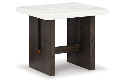 Burkhaus White/Dark Brown Coffee Table and 2 Ends -  Ashley - Luna Furniture