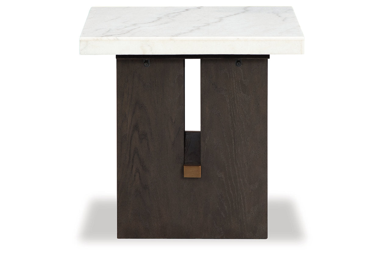 Burkhaus White/Dark Brown Coffee Table and 2 Ends -  Ashley - Luna Furniture