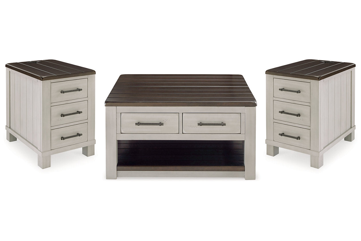 Darborn Gray/Brown Lift-top Coffee Table and 2 Chairside End Tables -  Ashley - Luna Furniture