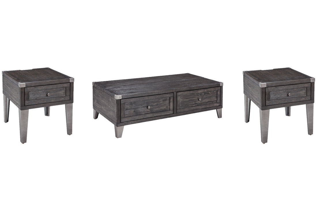 Todoe Dark Gray Coffee Table and 2 End Tables -  Ashley - Luna Furniture