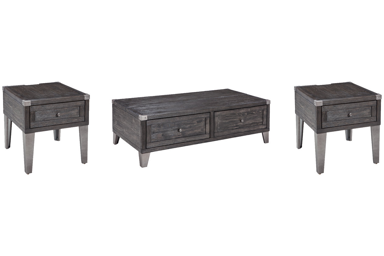 Todoe Dark Gray Coffee Table and 2 End Tables -  Ashley - Luna Furniture