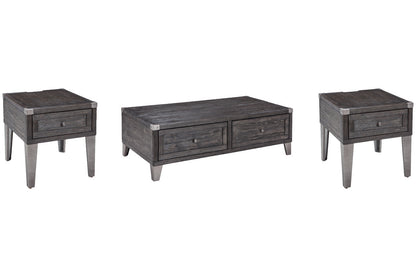 Todoe Dark Gray Coffee Table and 2 End Tables -  Ashley - Luna Furniture