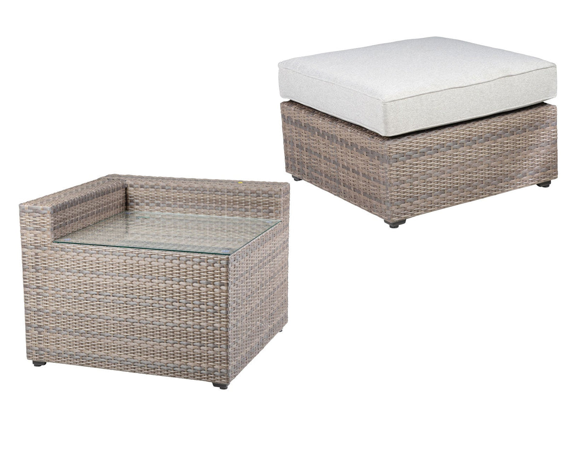 Tamyra Resin Wicker Side Table &amp; Ottoman
