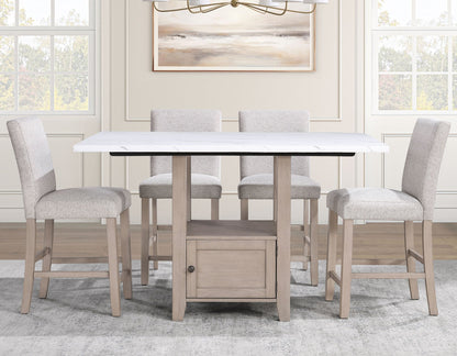 Taylor Tan 5-Piece Faux-Marble Counter Height Dining Set