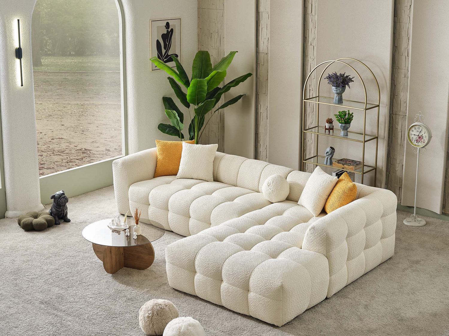 Teddy Sectional Sofa in Cream