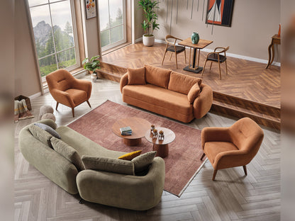 Toscana 4-pieces (4 Seater Sofa &amp;  3 Seater Sofa &amp; 2 Chair) Livingroom Set Orange - Green in Orange-Green