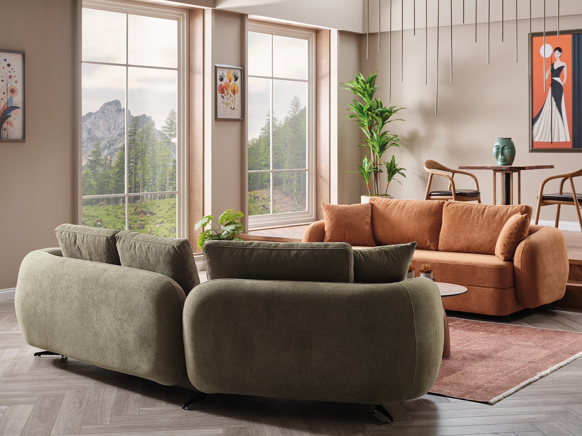 Toscana Stationary 4 Seater in Green