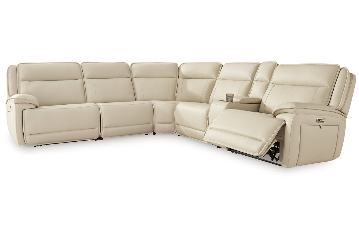 Double Deal Almond 6-Piece Power Reclining Sectional -  Ashley - Luna Furniture