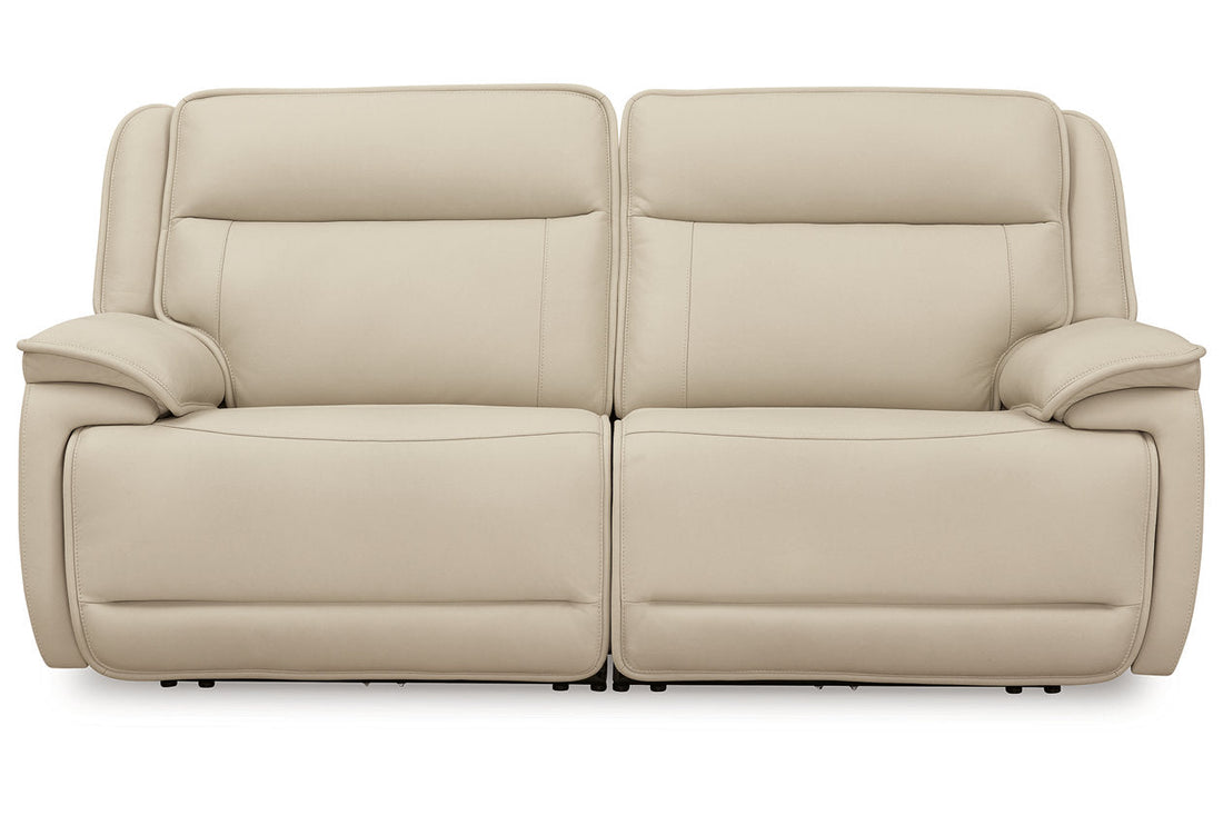 Double Deal Almond 2-Piece Power Reclining Loveseat Sectional -  Ashley - Luna Furniture