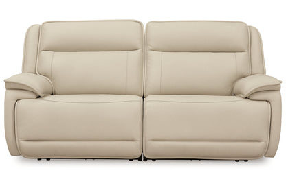 Double Deal Almond 2-Piece Power Reclining Loveseat Sectional -  Ashley - Luna Furniture